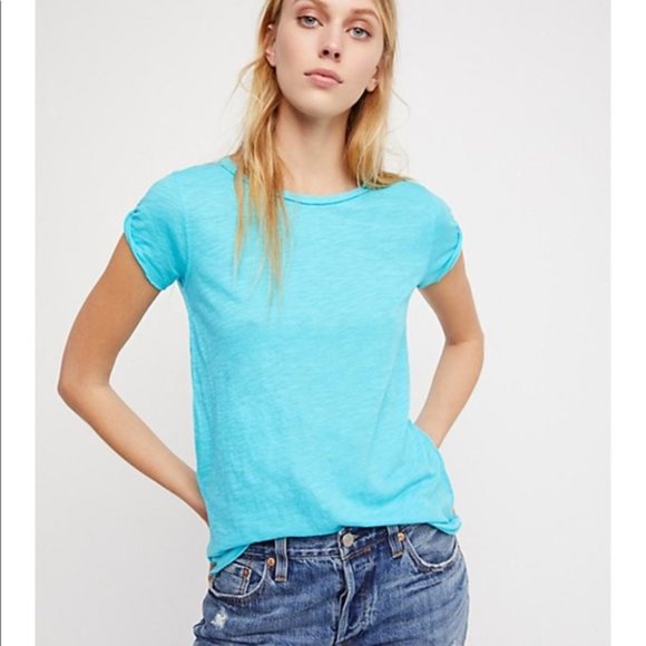 Free People We The Free S Turquoise Clare Tee - Picture 13 of 13
